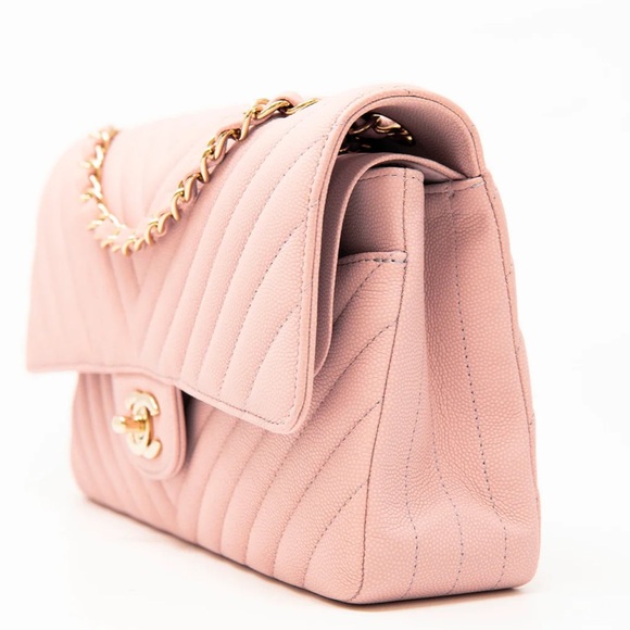 Chanel Pink Chevron Medium Classic Flap - Picture 2 of 16